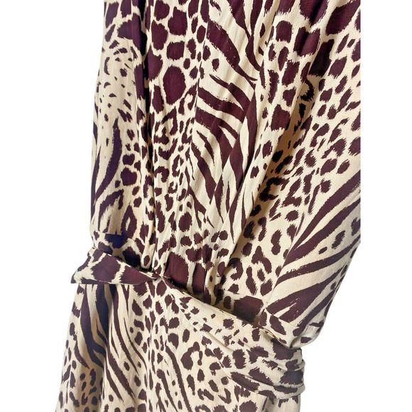 Ann Taylor Dress Size 12 Mixed Animal Print Tie Wrap Waist Midi Career Tailored - Picture 9 of 12